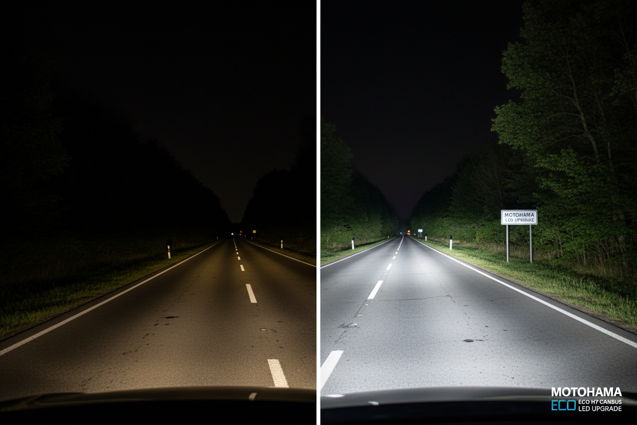 Сравнение халоген vs LED CANBUS H7