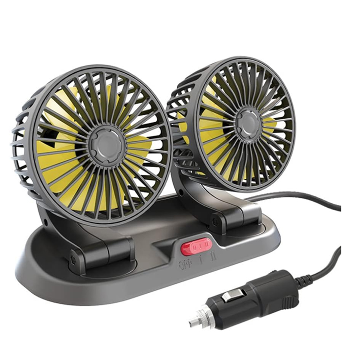 Двоен автомобилен вентилатор PG375 – 12V, 360°, енергоспестяващ