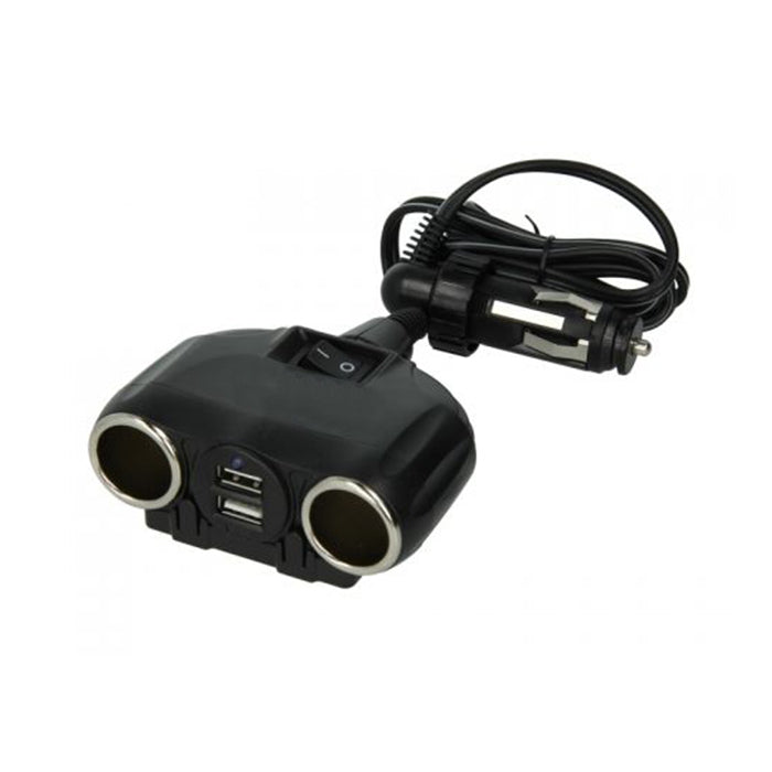 Разклонител за запалка с 2 гнезда и 2 USB порта - 1630