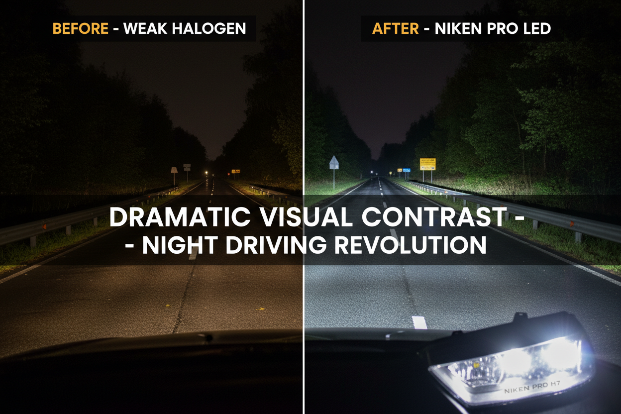 Сравнение халоген vs NIKEN PRO LED H7