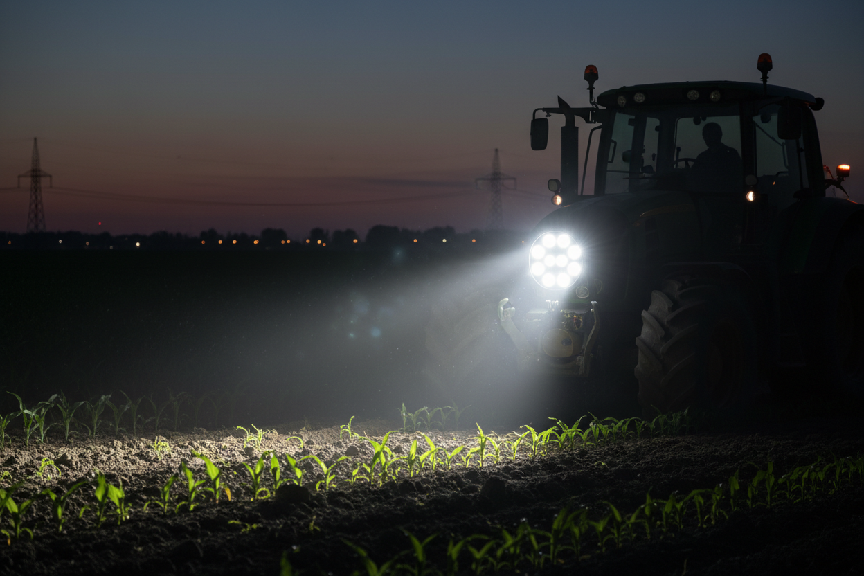 LED халоген на трактор нощем