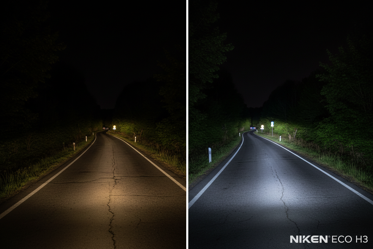 Сравнение халоген vs NIKEN ECO LED H3