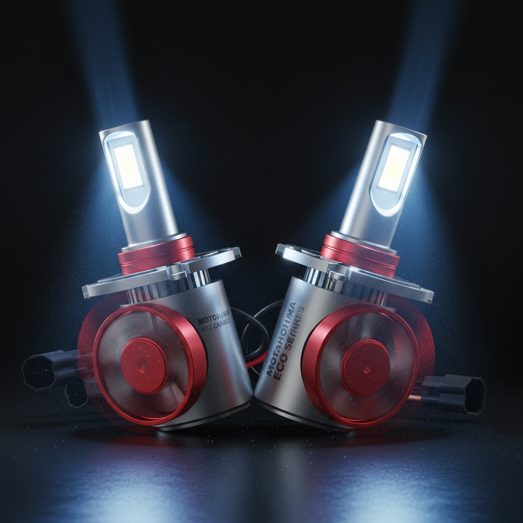 Motohama ECO LED крушки H11 CANBUS 50W на тъмен фон
