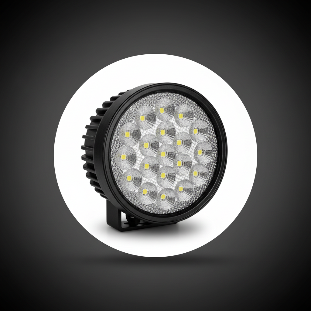 LED Работна Лампа 57W на тъмен индустриален фон