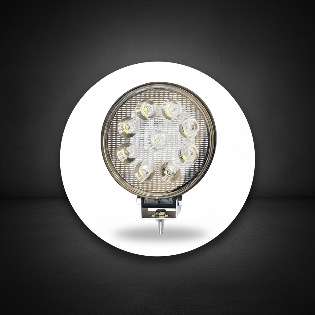LED Халоген 27W на тъмен индустриален фон