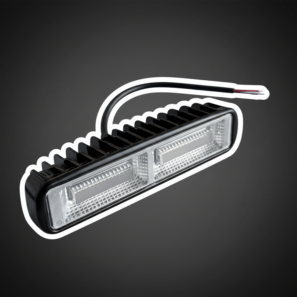 LED Работна Лампа Греда 20W на тъмен индустриален фон