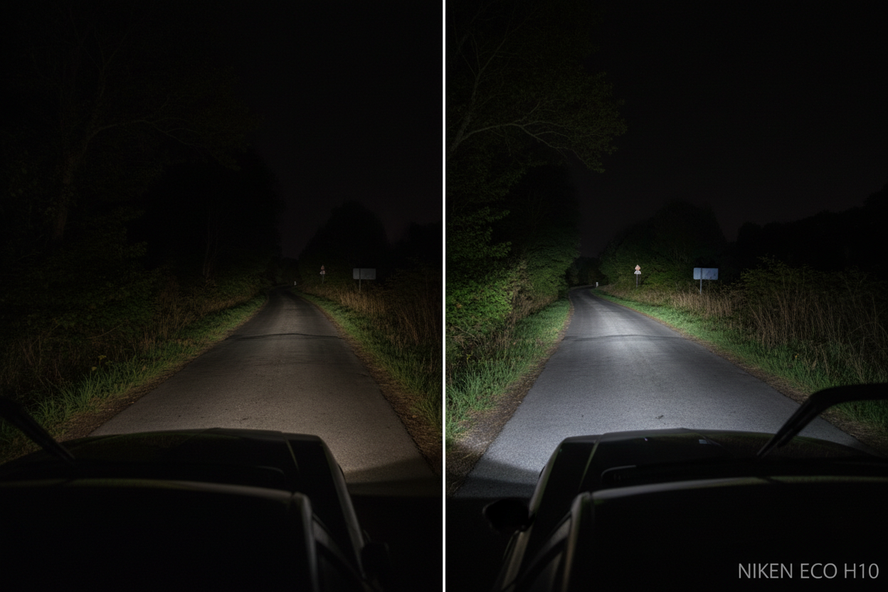 Сравнение халоген vs NIKEN ECO LED H10