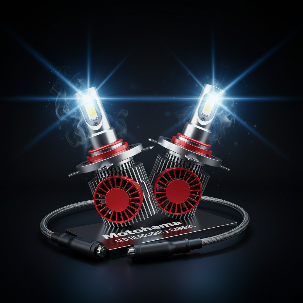 Motohama ECO LED крушки H1 CANBUS 50W на тъмен фон
